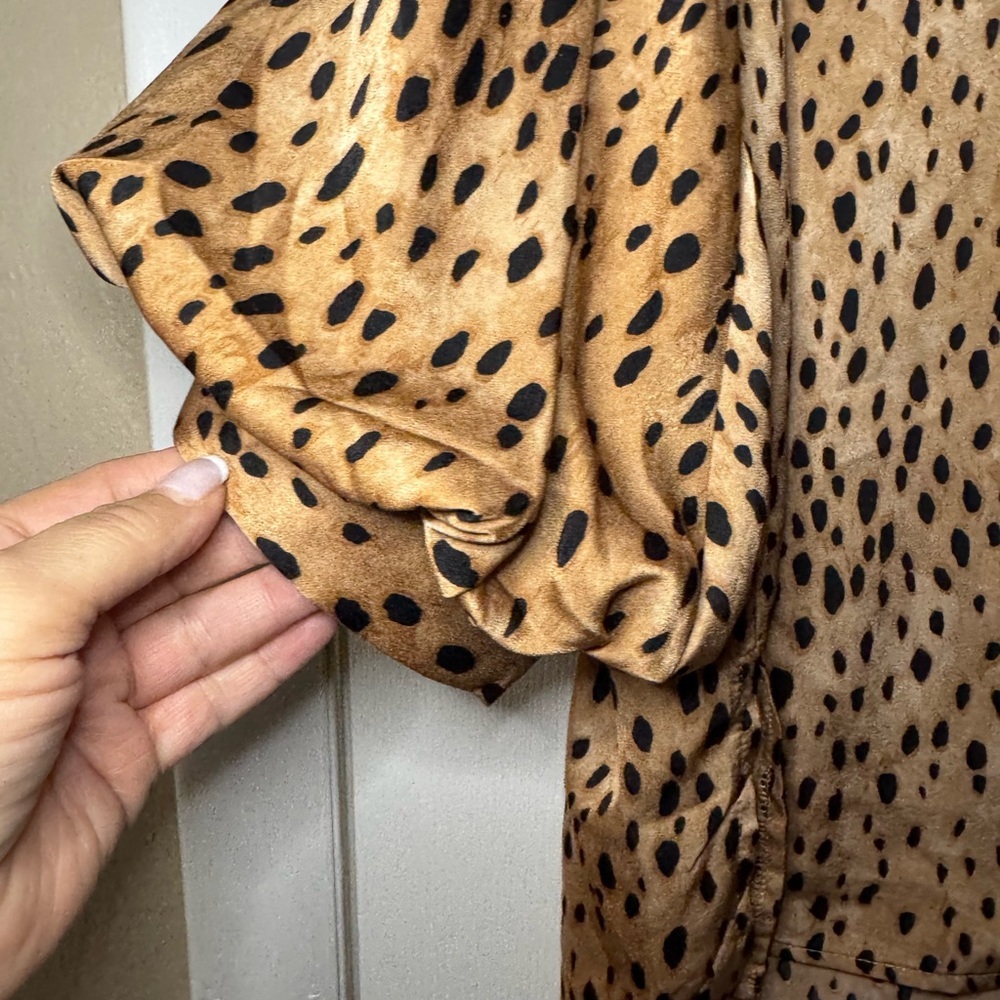 Oddi Gold Animal Print Button Front Blouse - Picture 2 of 8